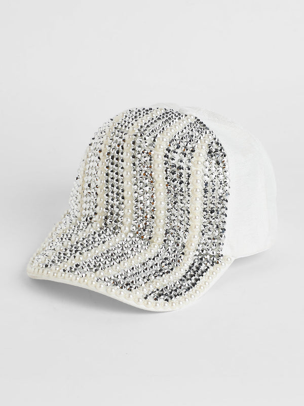 Striped Studded Baseball Cap