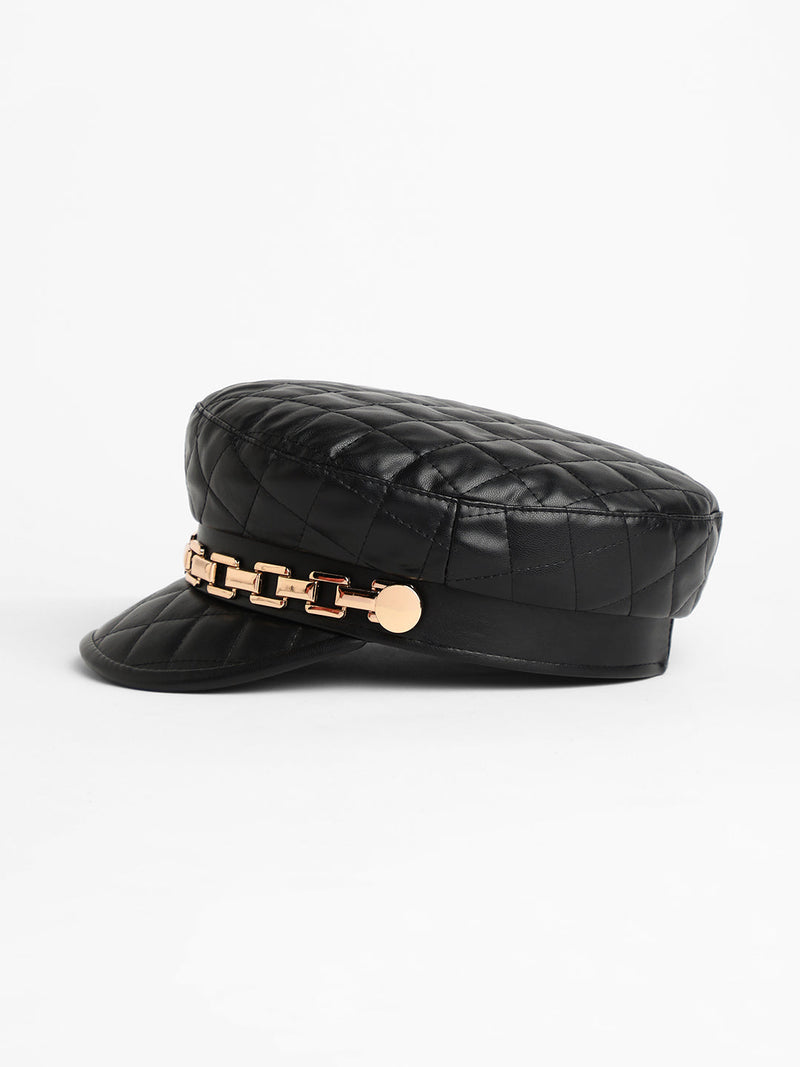 Quilted Breton Cap - Midnight Black