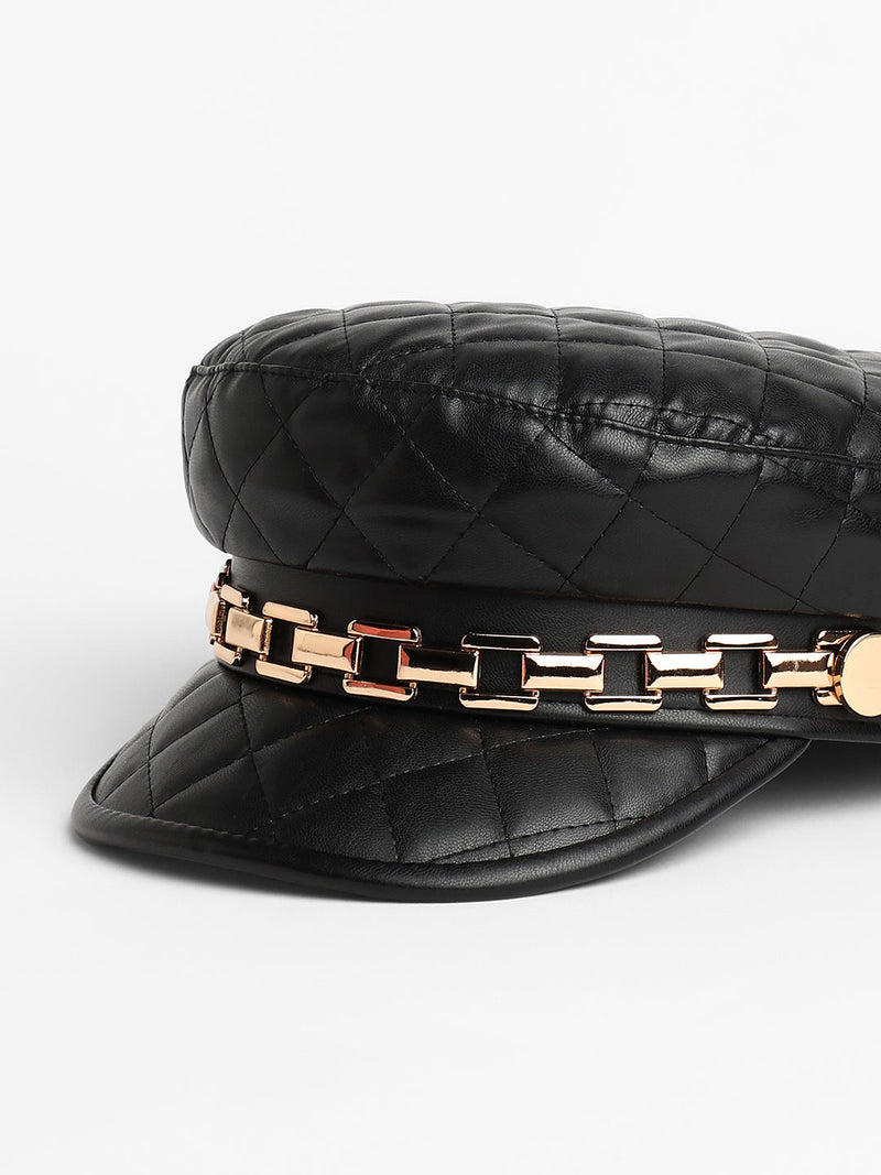 Quilted Breton Cap - Midnight Black