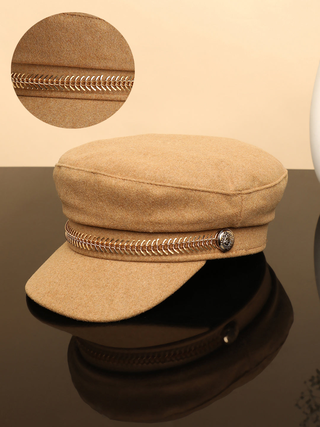 Chain-Lined Breton Cap - Sand Beige