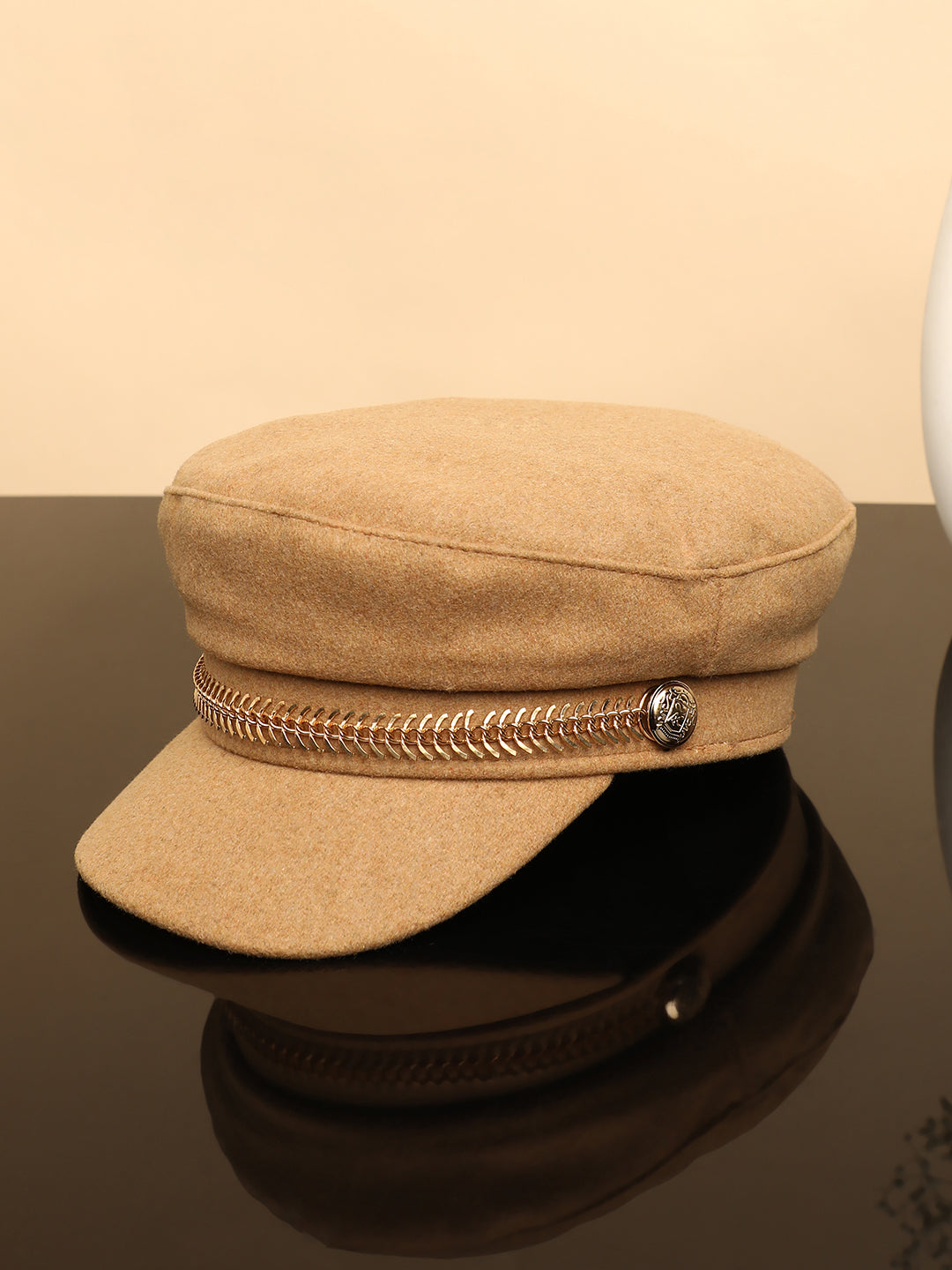 Chain-Lined Breton Cap - Sand Beige