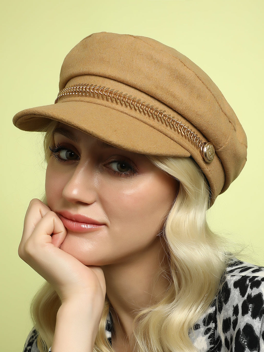 Chain-Lined Breton Cap - Sand Beige