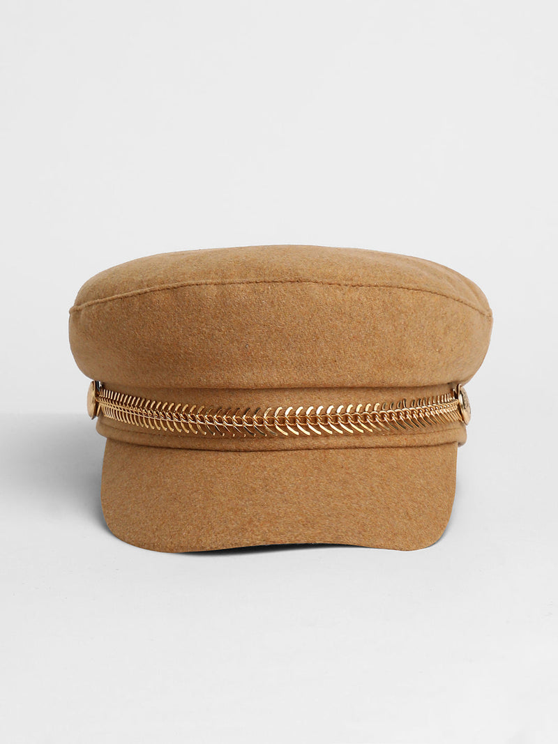 Chain-Lined Breton Cap - Sand Beige
