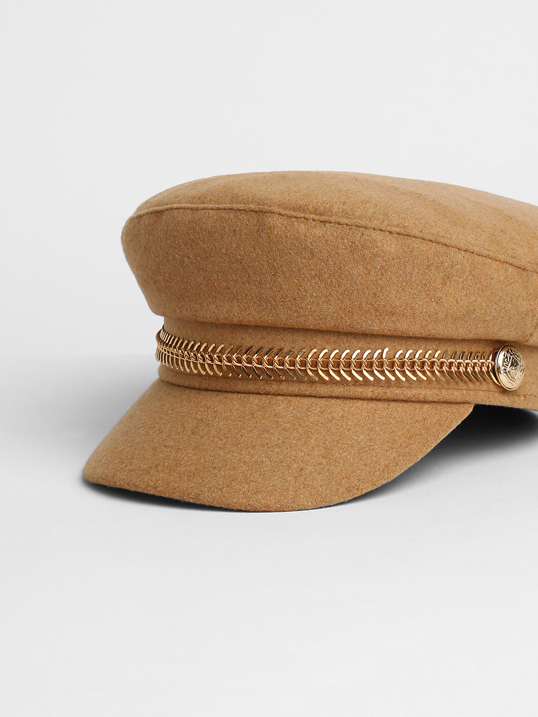 Chain-Lined Breton Cap - Sand Beige
