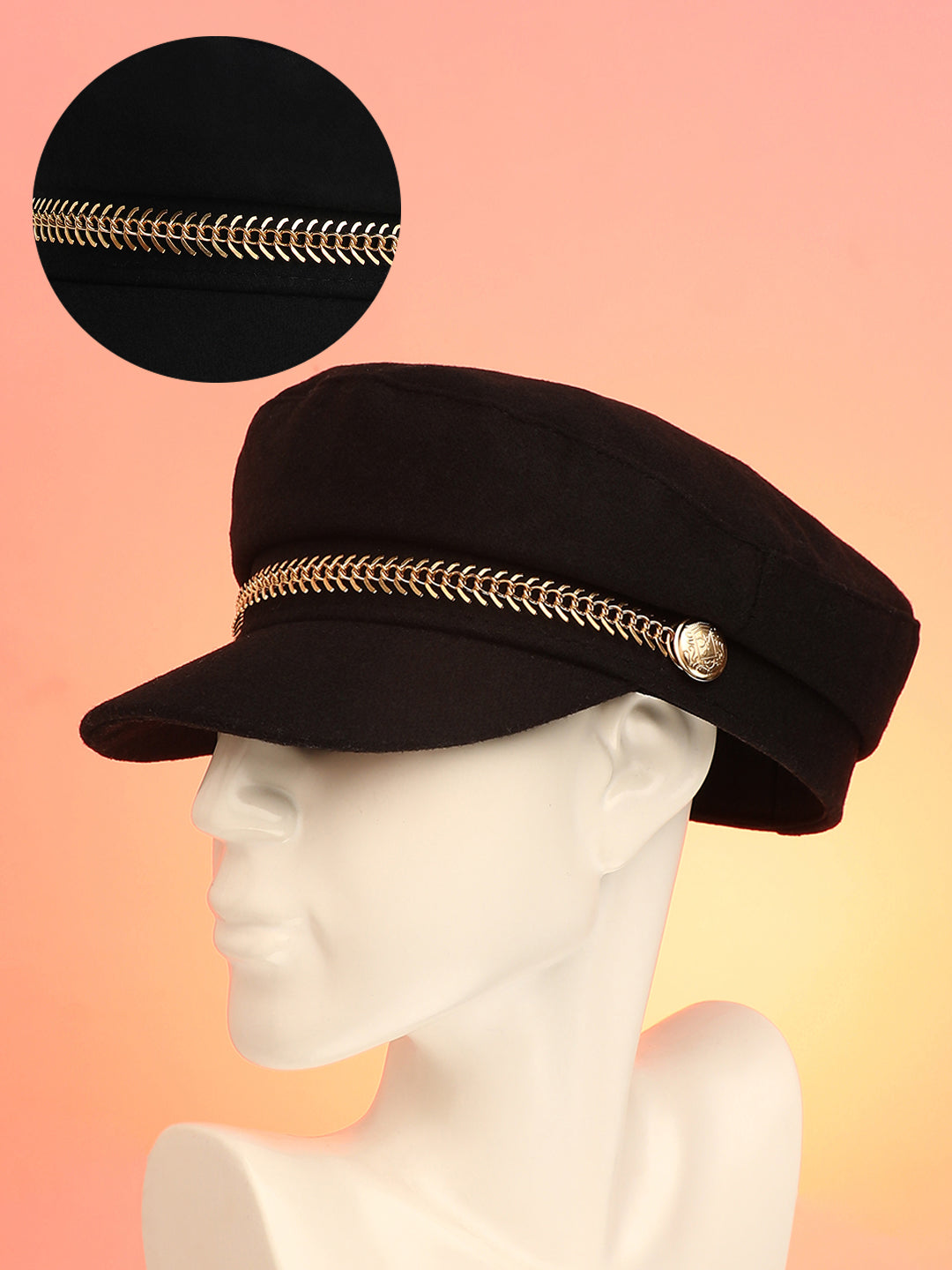 Chain-Lined Breton Cap - Midnight Black