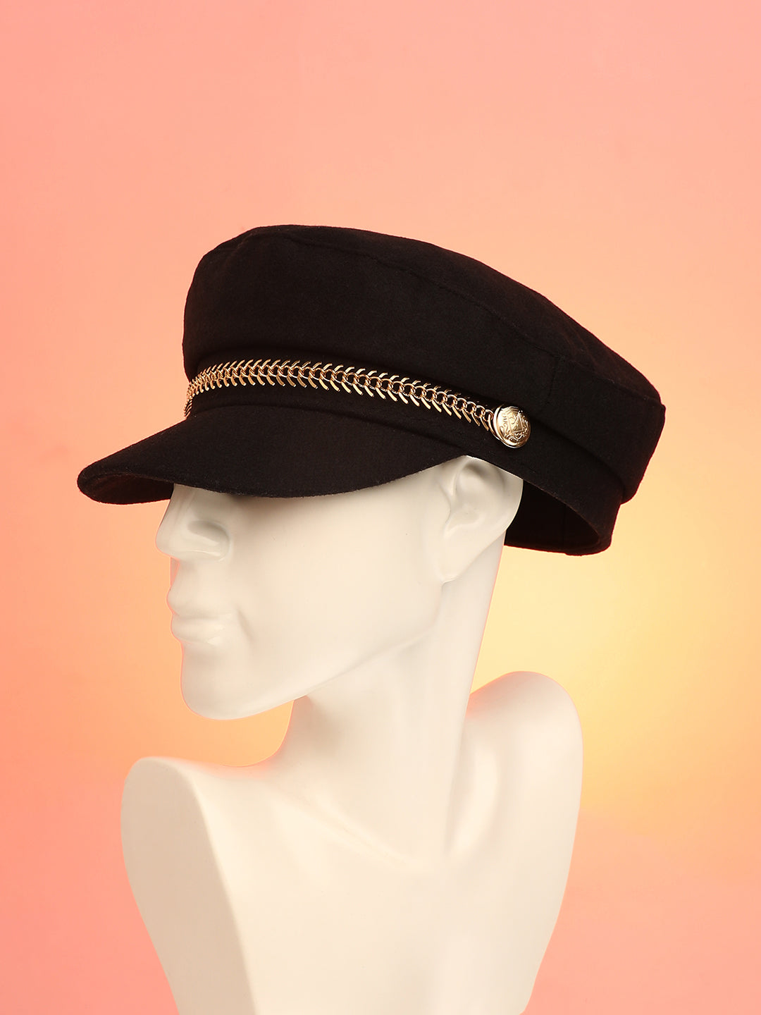 Chain-Lined Breton Cap - Midnight Black
