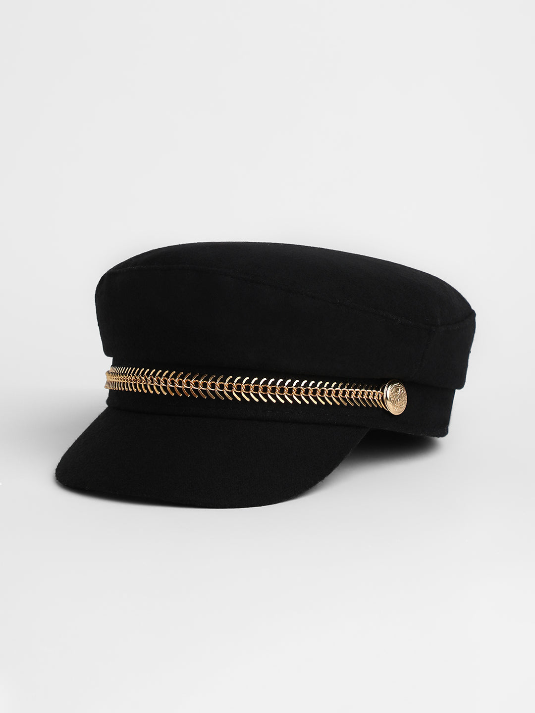 Chain-Lined Breton Cap - Midnight Black