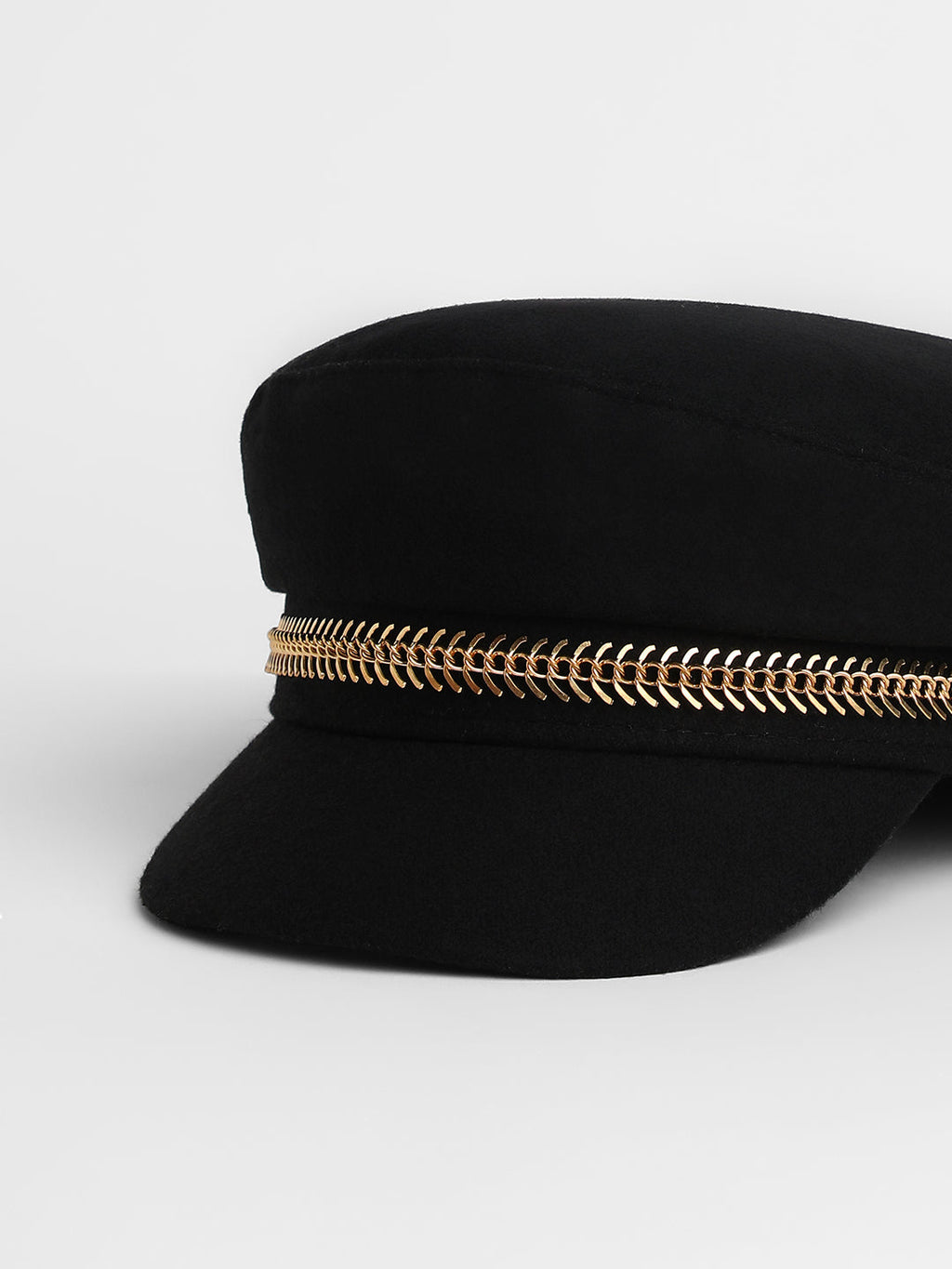 Chain-Lined Breton Cap - Midnight Black