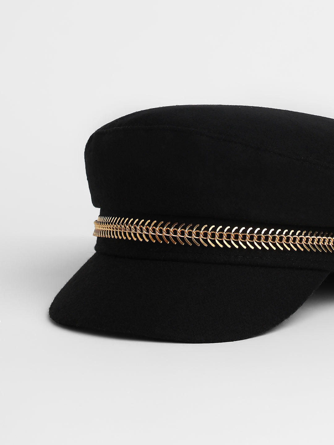Chain-Lined Breton Cap - Midnight Black