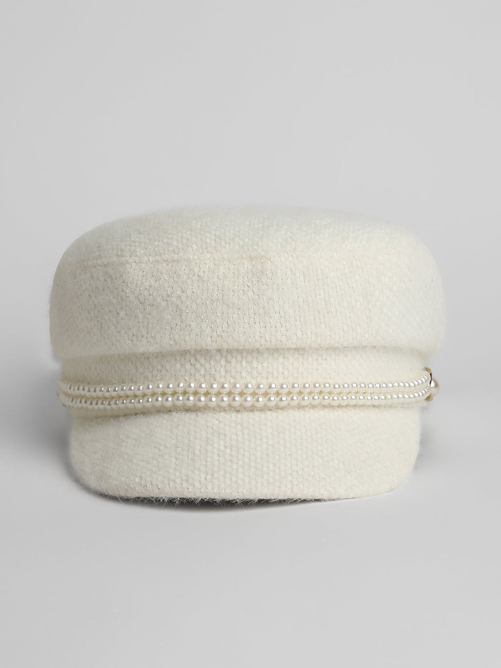 Pearl-Lined Breton Cap - Powder White