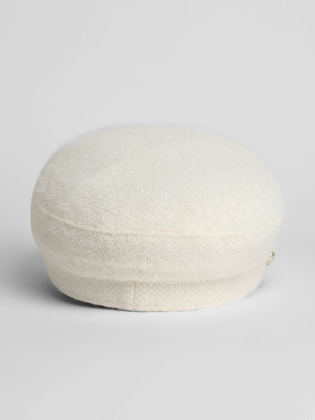 Pearl-Lined Breton Cap - Powder White