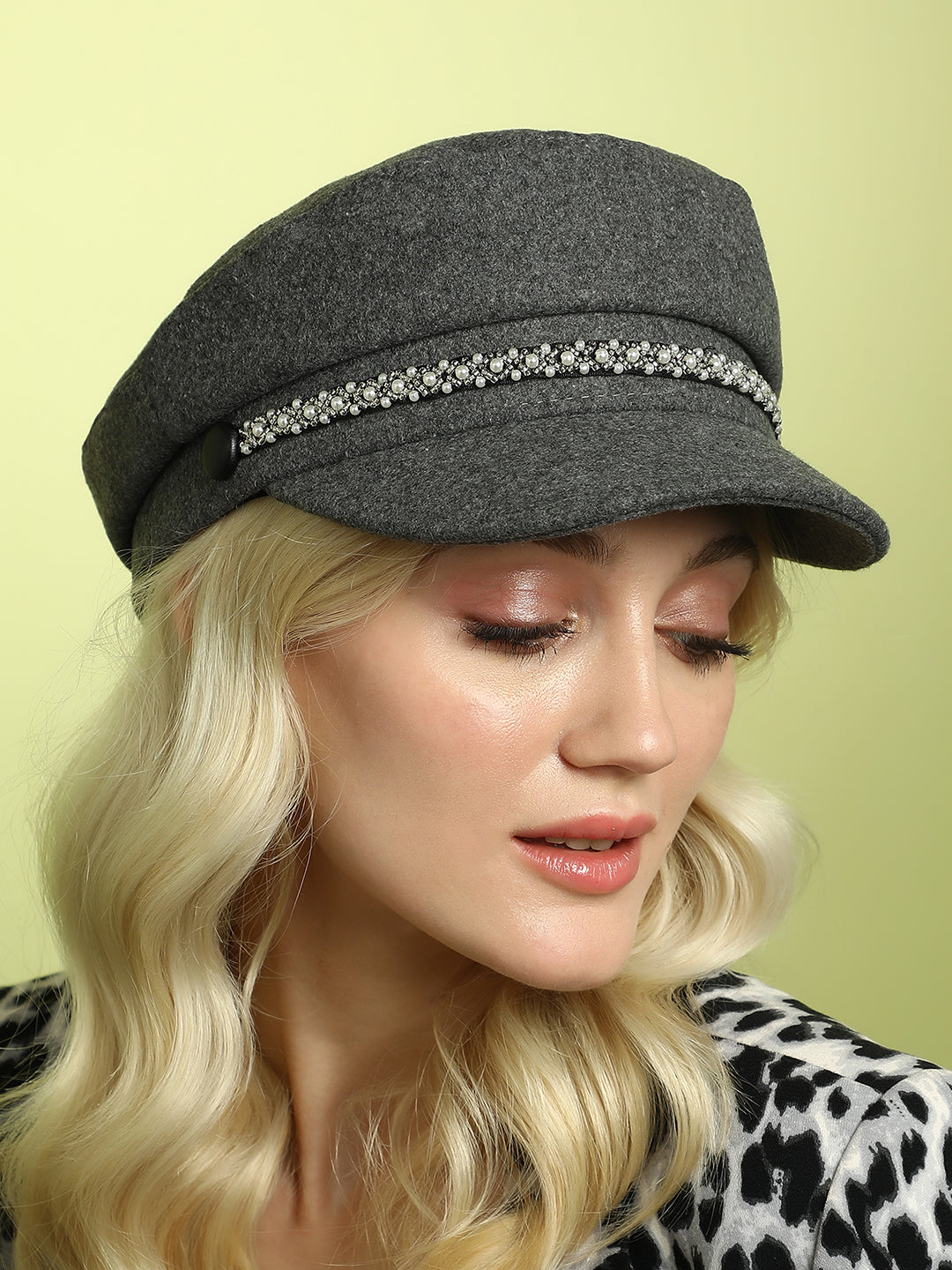 Embellish-Lined Breton Cap - Charcoal Grey