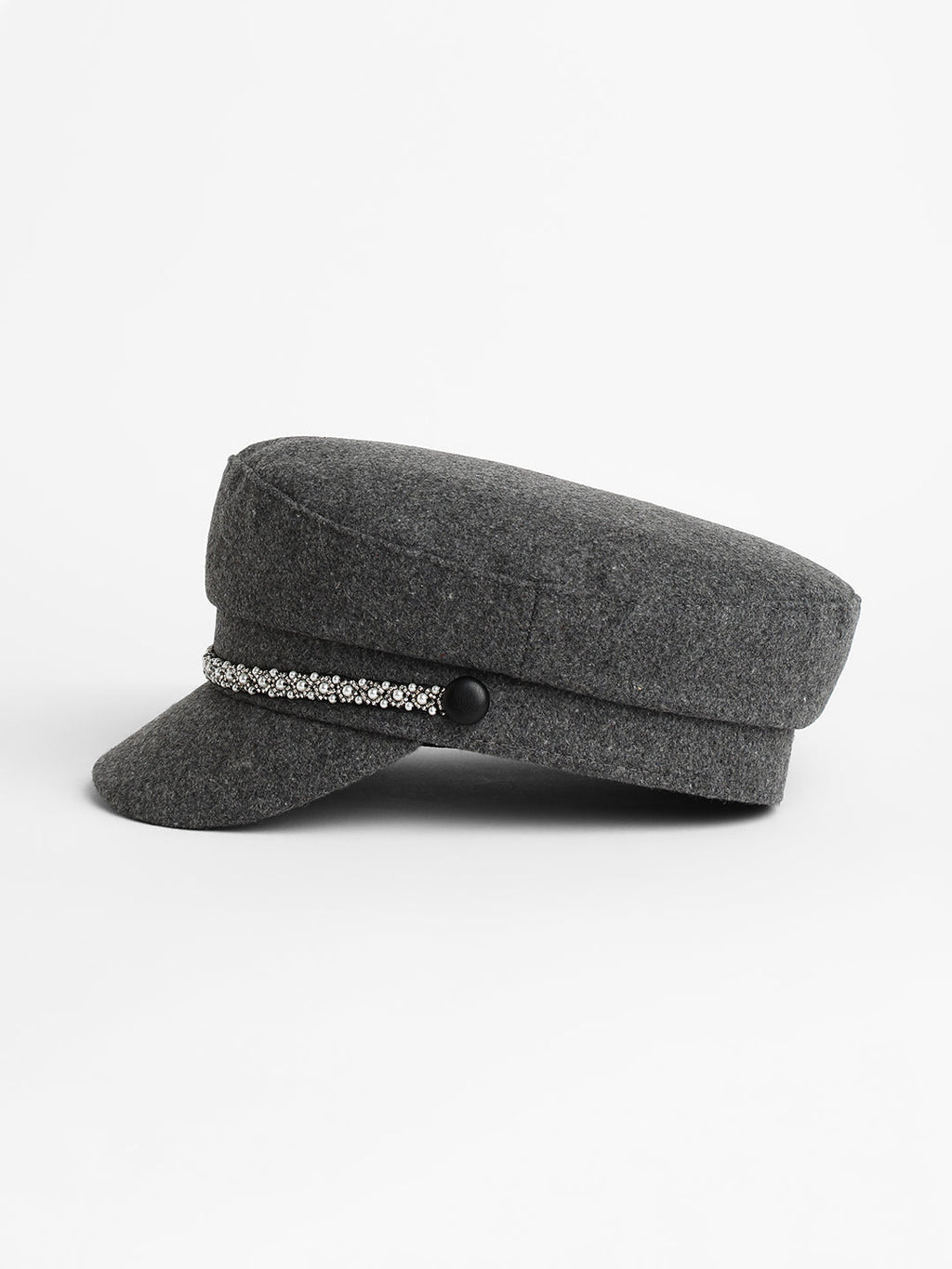 Embellish-Lined Breton Cap - Charcoal Grey