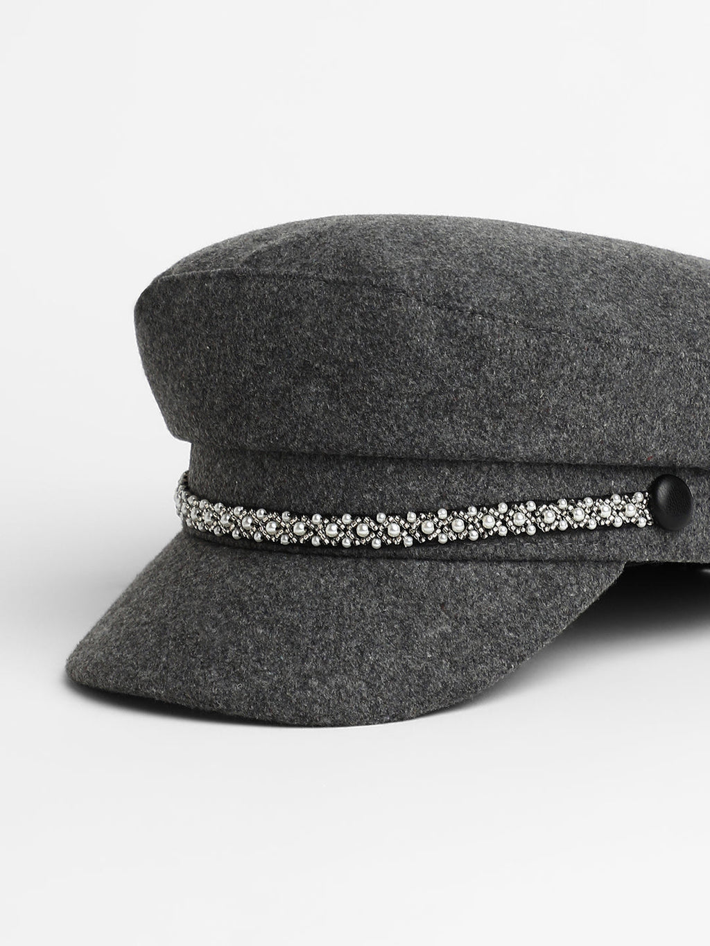 Embellish-Lined Breton Cap - Charcoal Grey