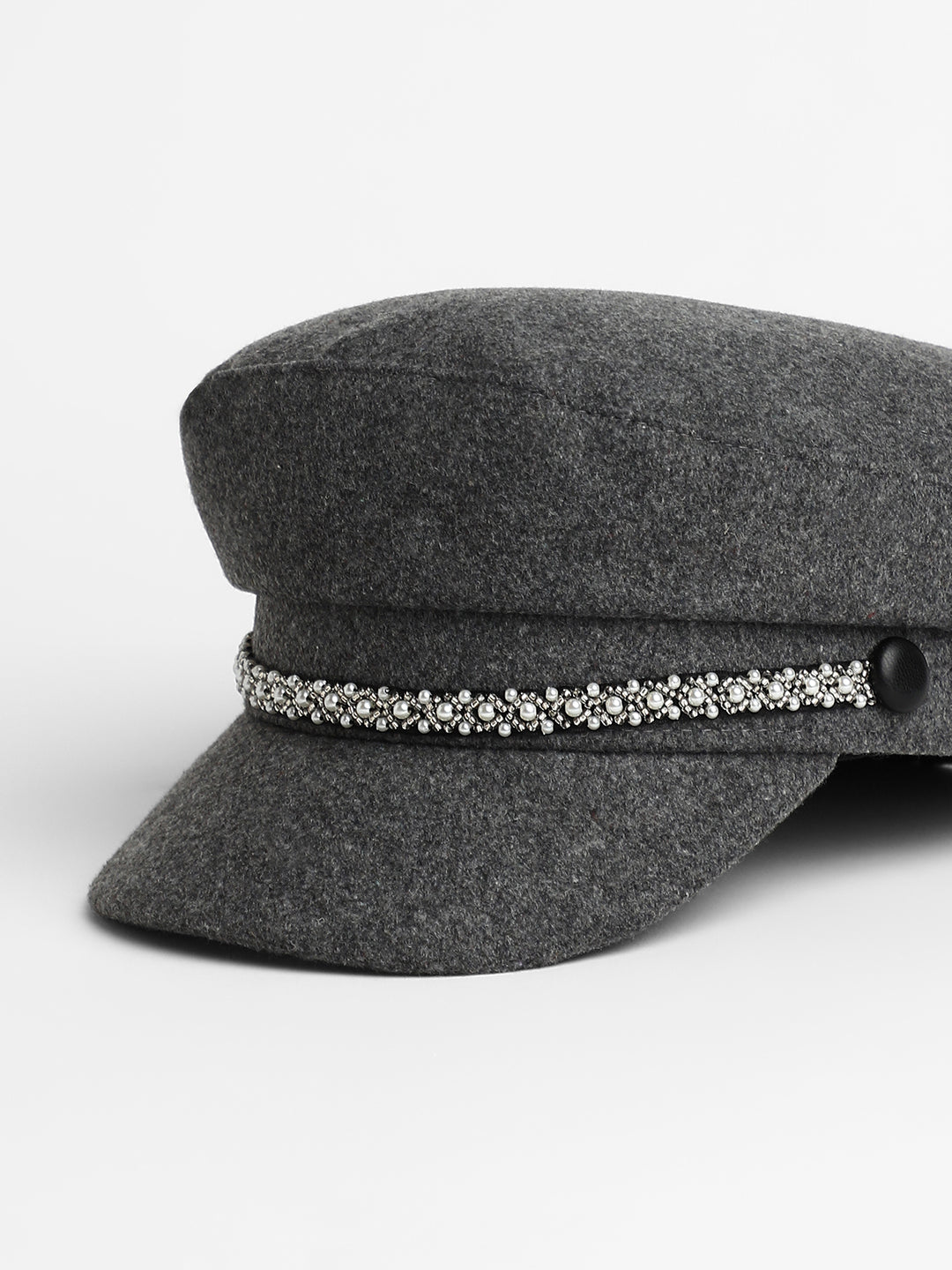 Embellish-Lined Breton Cap - Charcoal Grey