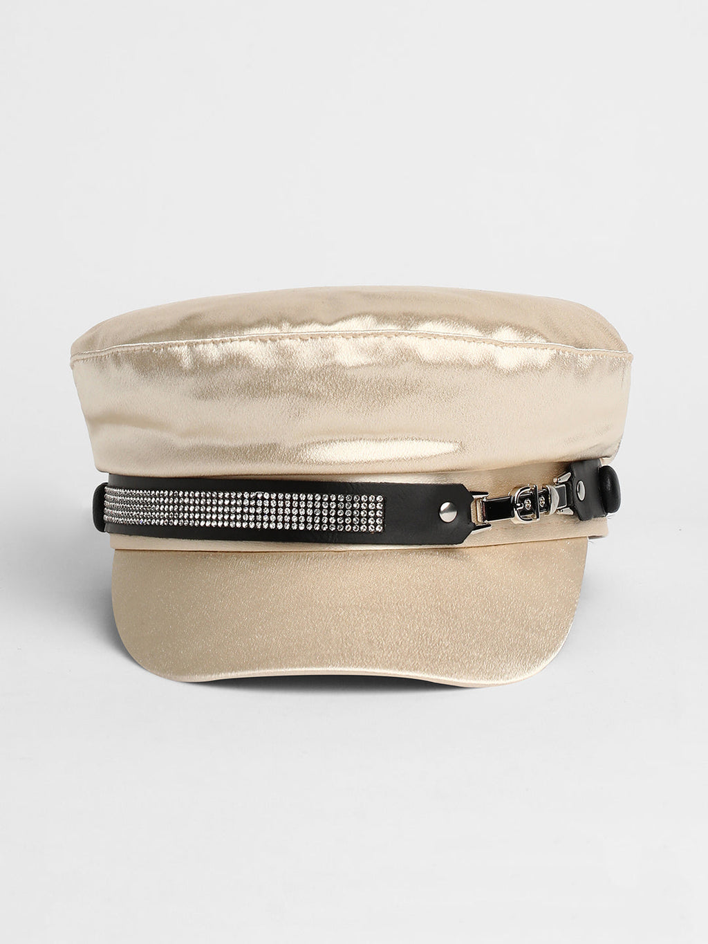 Embellished Satin Bakerboy Cap - Saltbox Beige