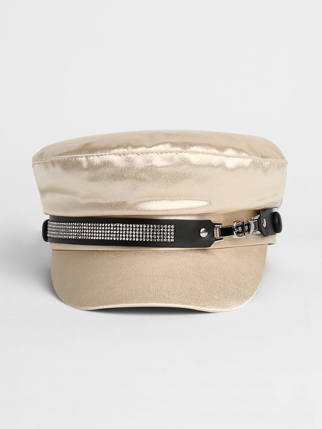 Embellished Satin Bakerboy Cap - Saltbox Beige