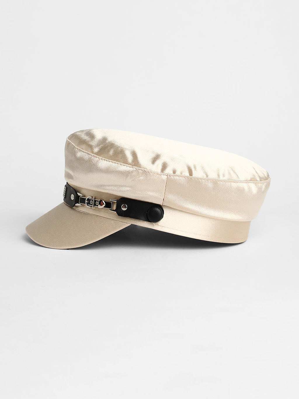 Embellished Satin Bakerboy Cap - Saltbox Beige