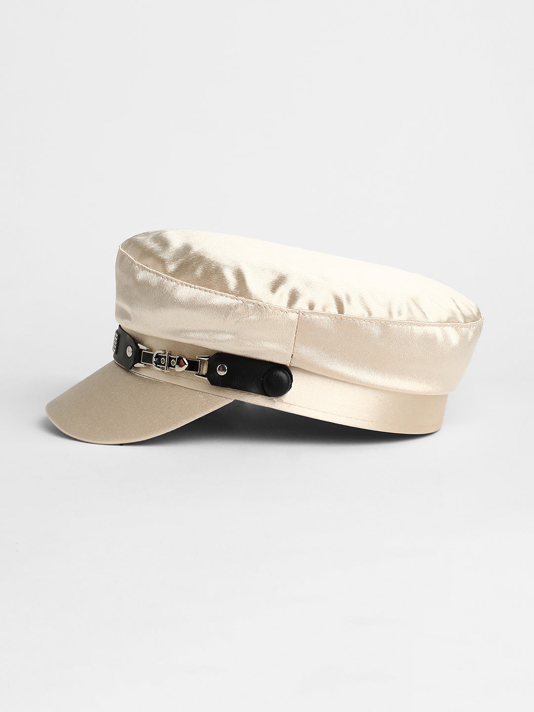 Embellished Satin Bakerboy Cap - Saltbox Beige