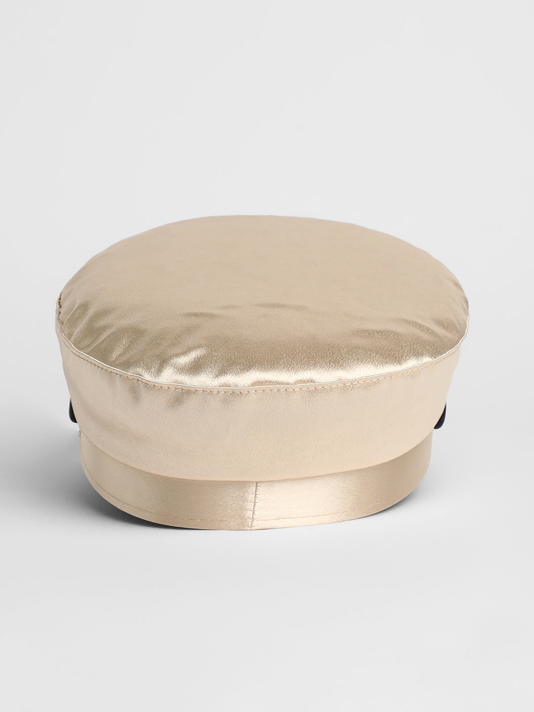 Embellished Satin Bakerboy Cap - Saltbox Beige