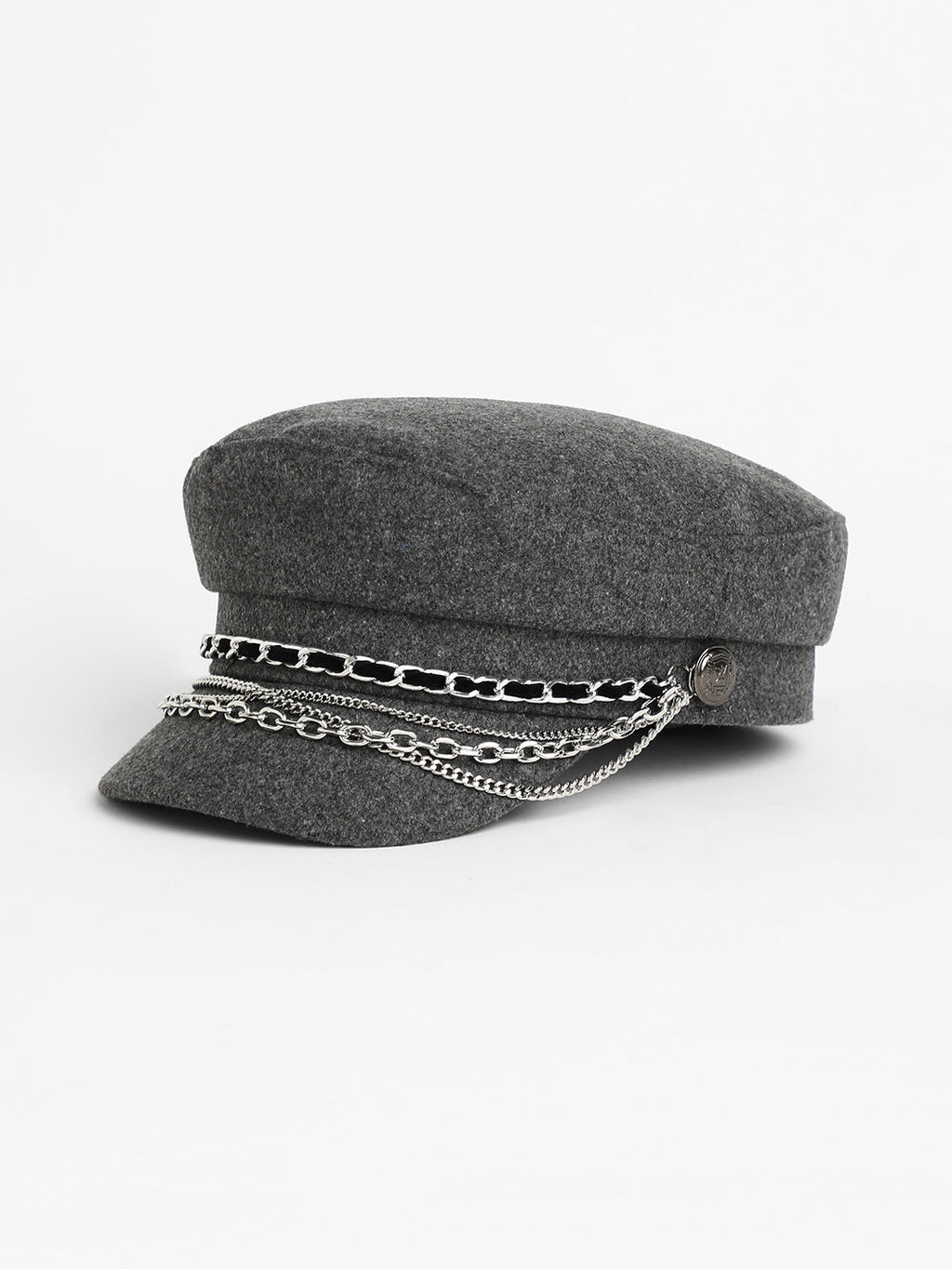 Chain-Lined Bakerboy Cap - Charcoal Grey