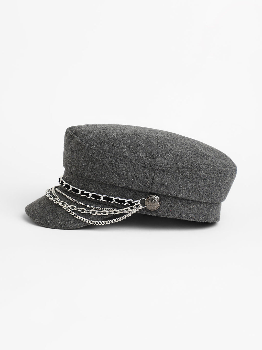Chain-Lined Bakerboy Cap - Charcoal Grey