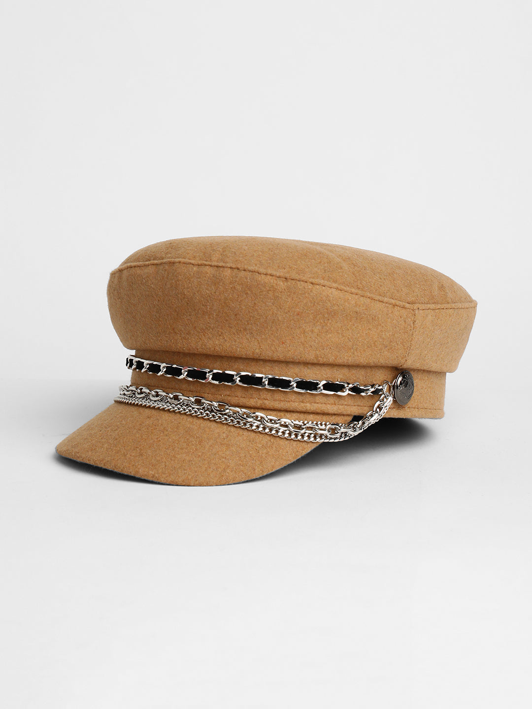 Chain-Lined Bakerboy Cap - Camel Brown
