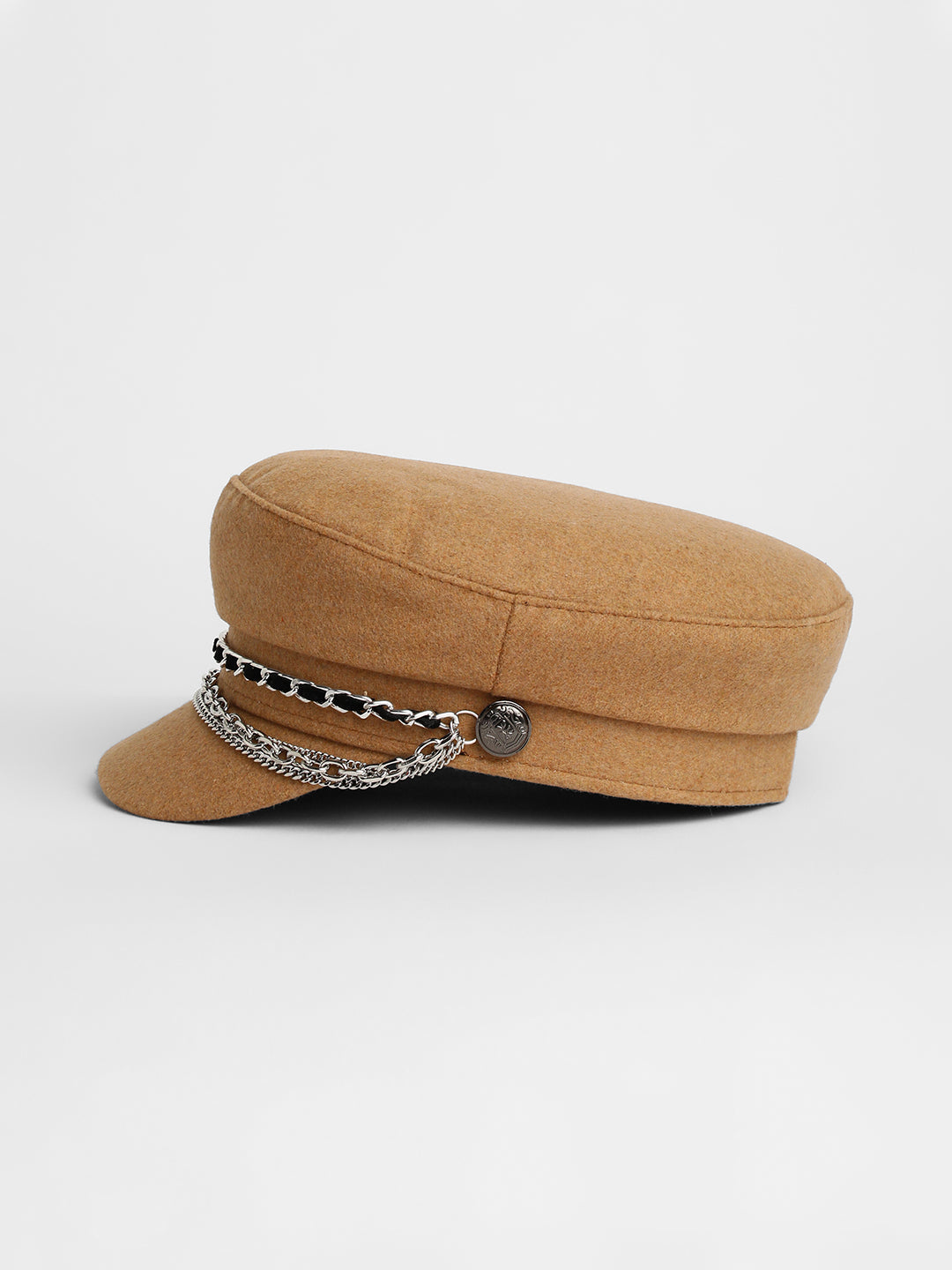 Chain-Lined Bakerboy Cap - Camel Brown