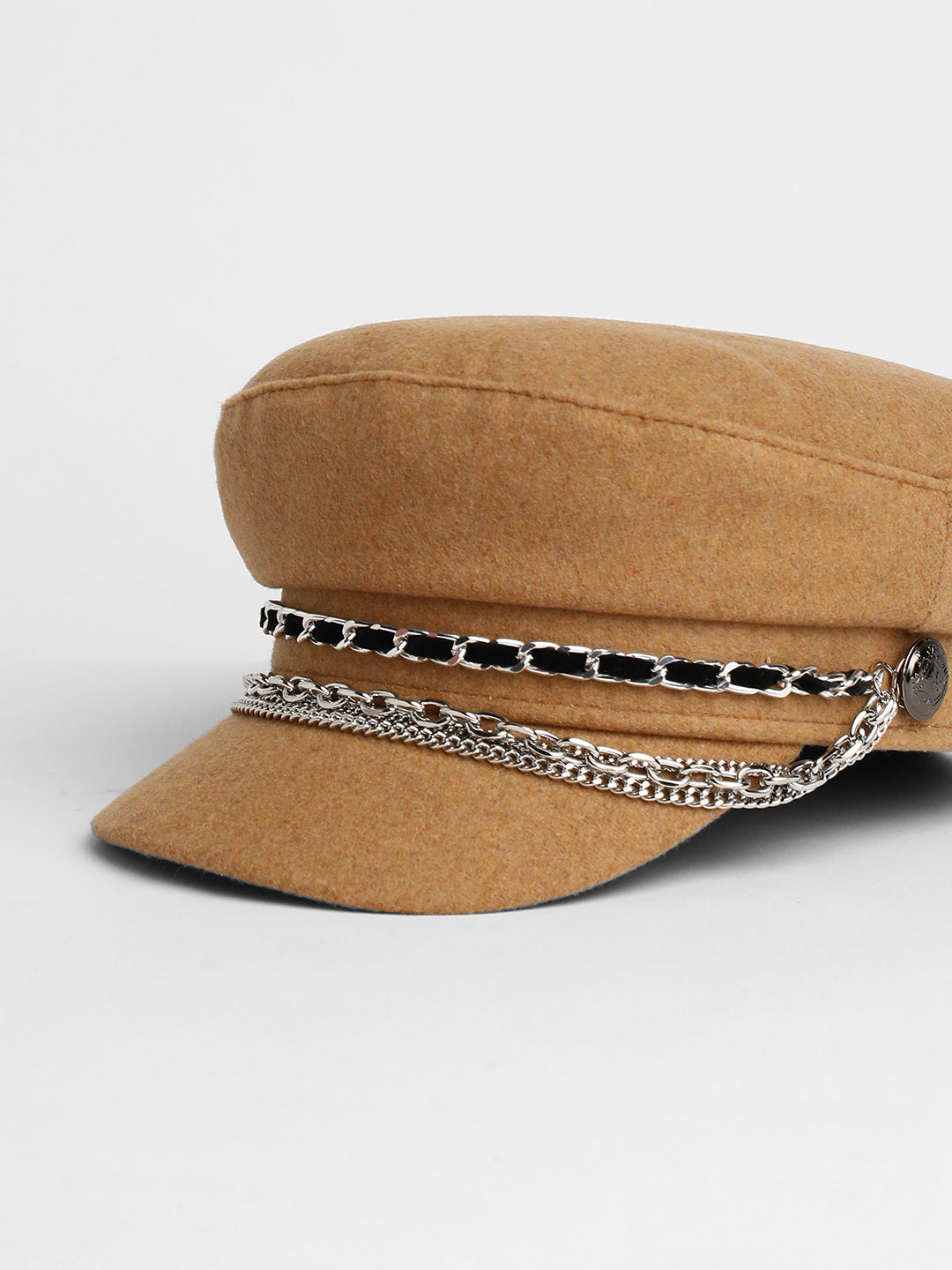 Chain-Lined Bakerboy Cap - Camel Brown