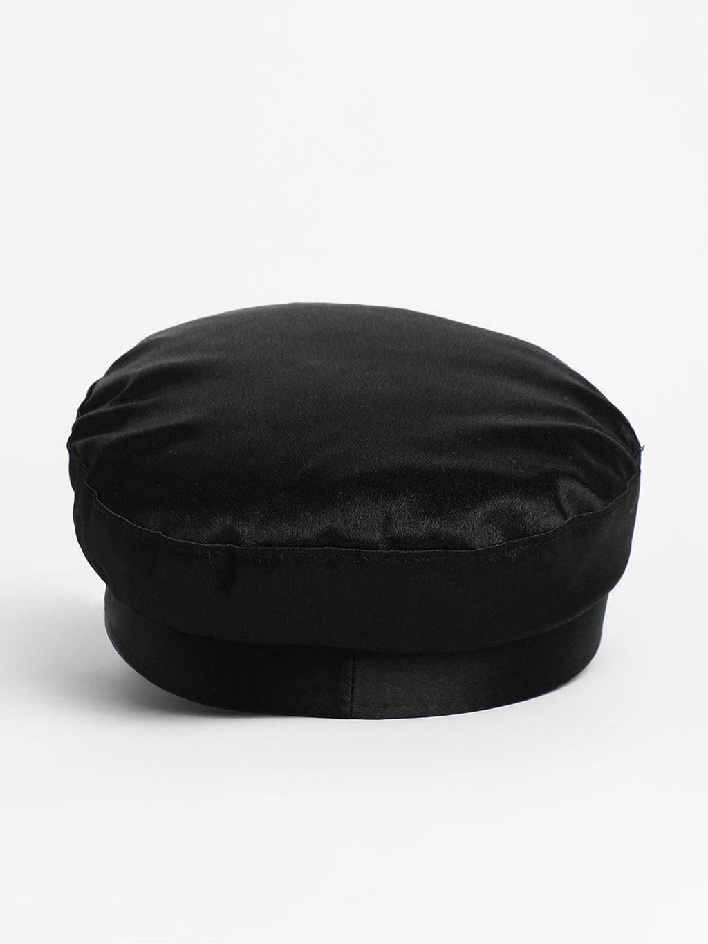 Chain-Lined Satin Bakerboy Cap - Midnight Black