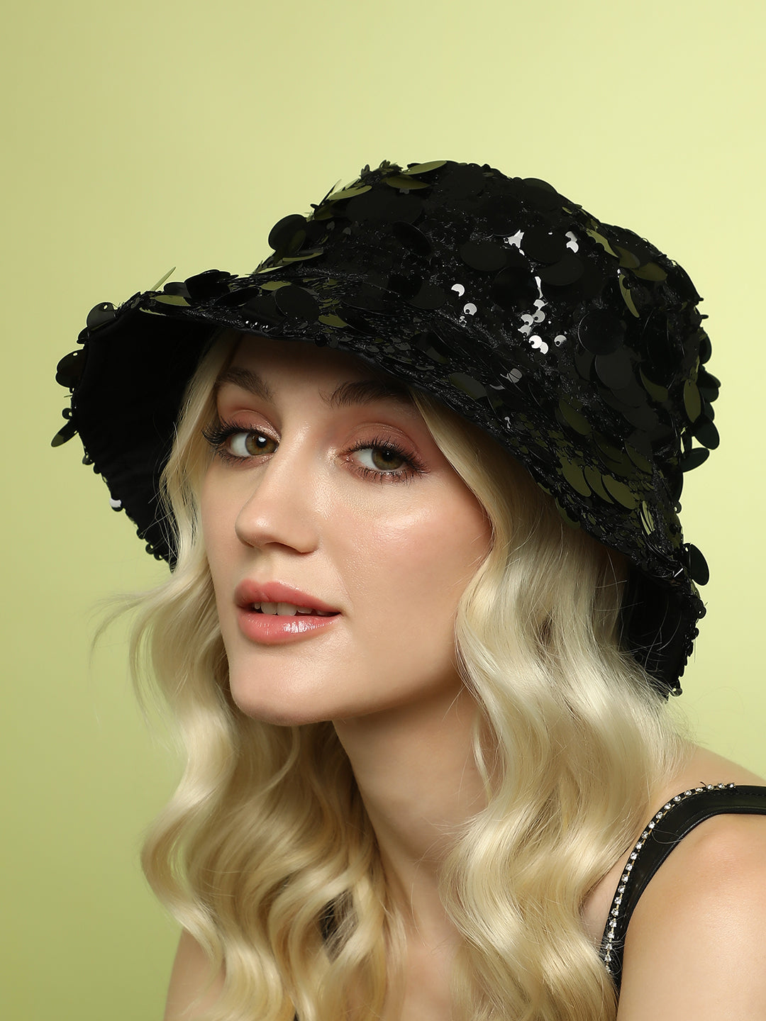 Maxi Sequin Bucket Hat - Onyx Black