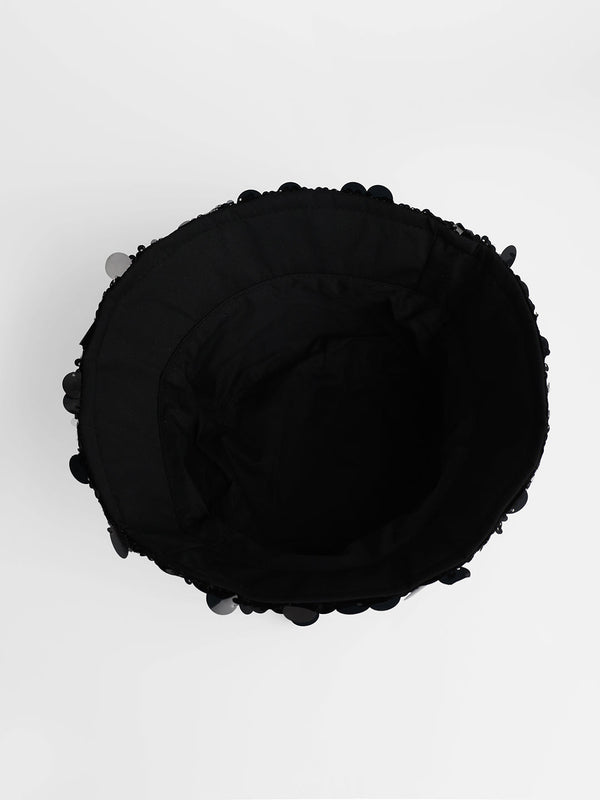 Maxi Sequin Bucket Hat - Onyx Black