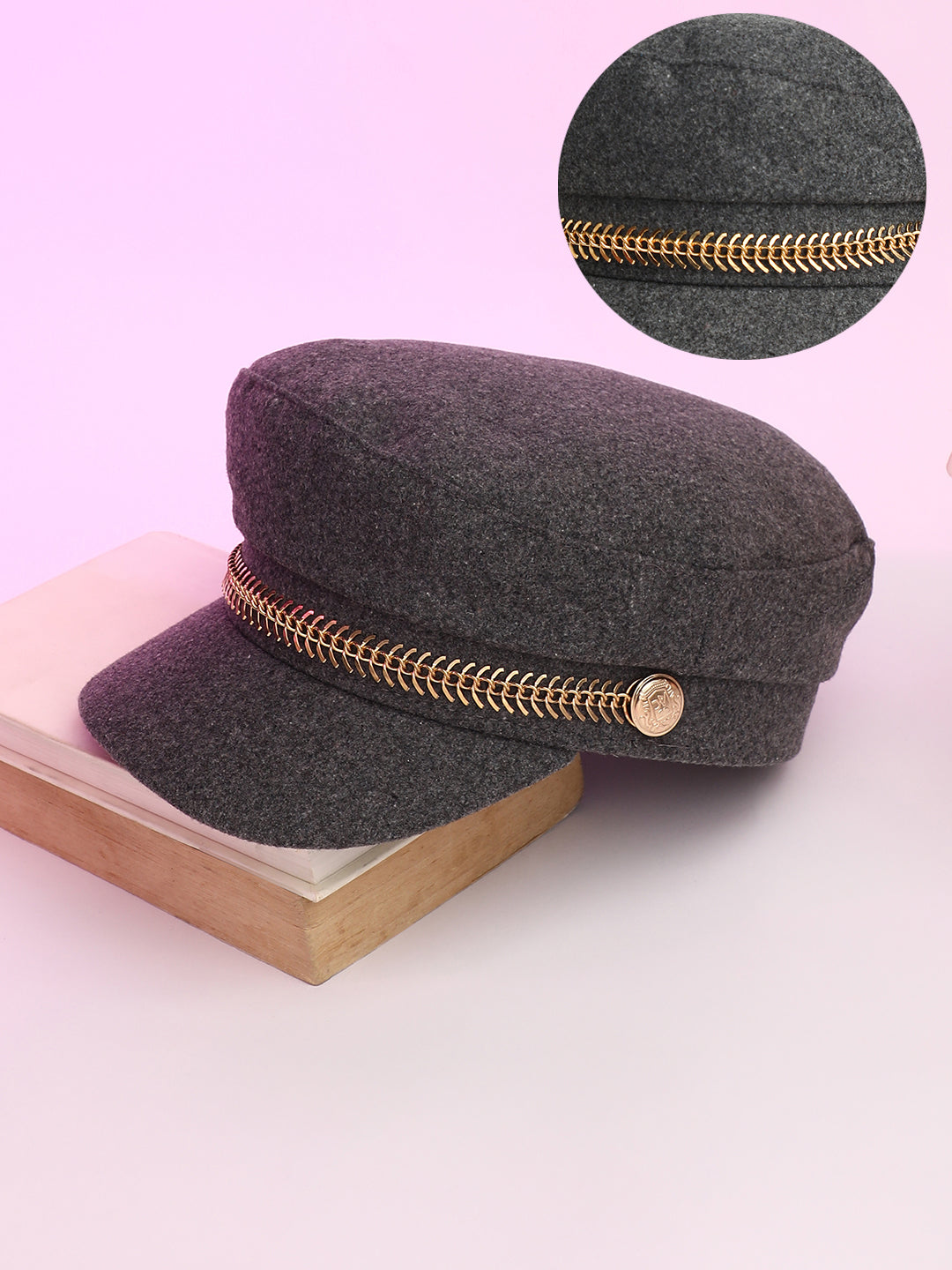 Chain-Lined Breton Cap - Charcoal Grey