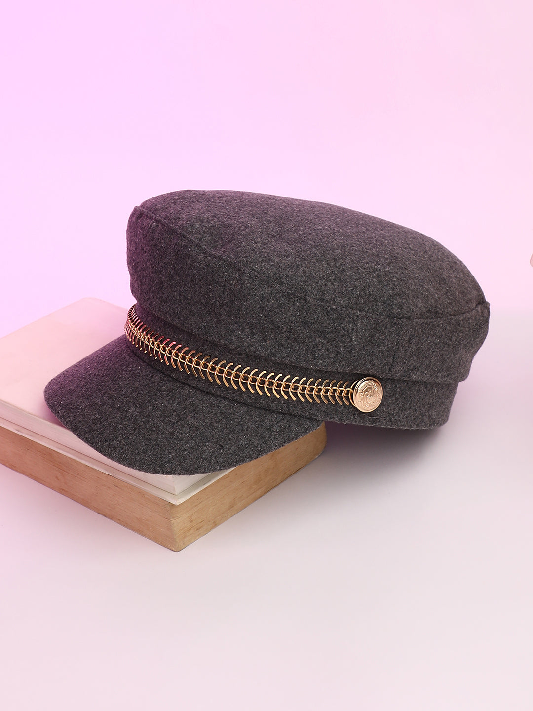 Chain-Lined Breton Cap - Charcoal Grey