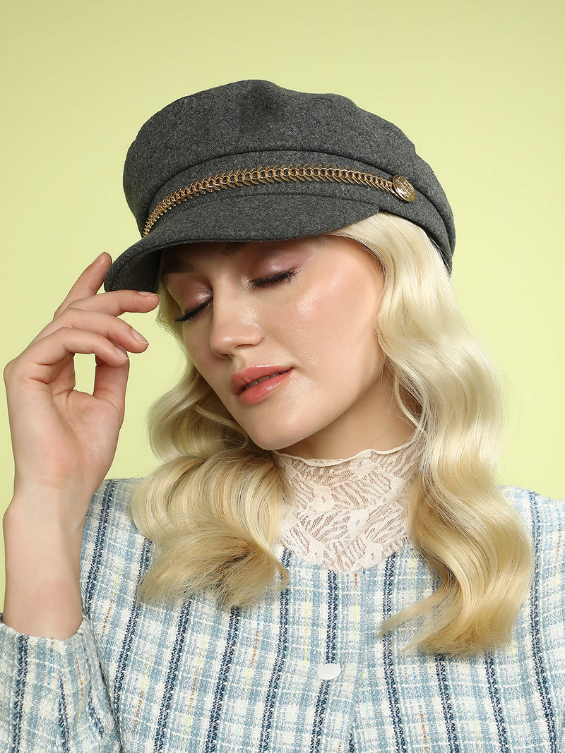Chain-Lined Breton Cap - Charcoal Grey