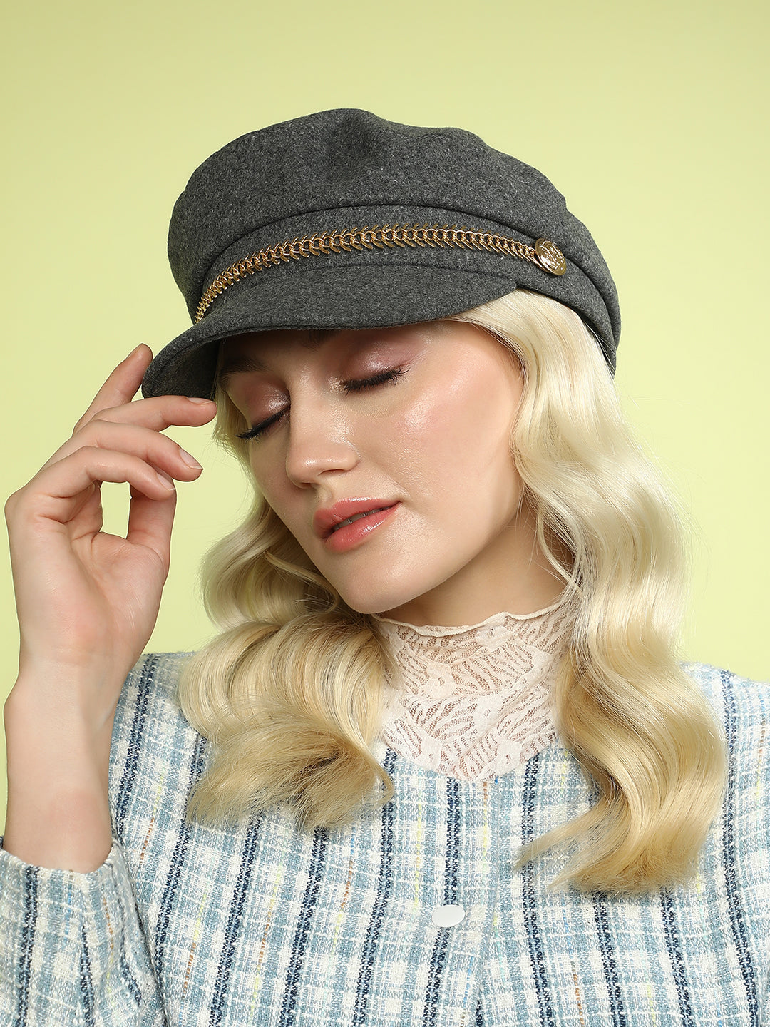 Chain-Lined Breton Cap - Charcoal Grey