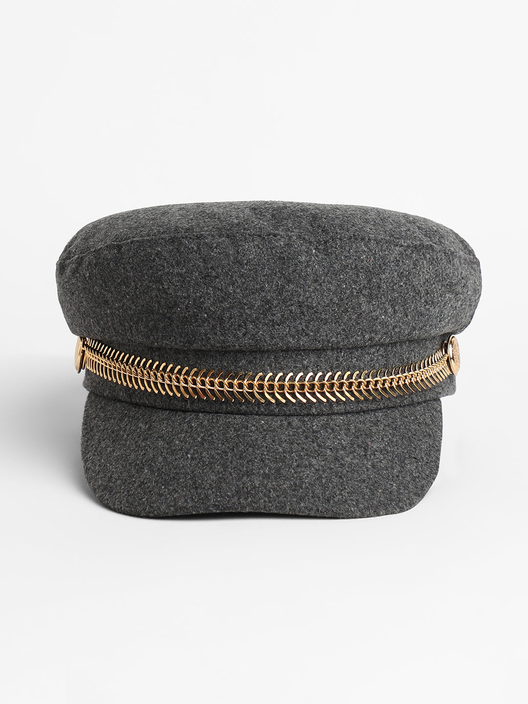 Chain-Lined Breton Cap - Charcoal Grey
