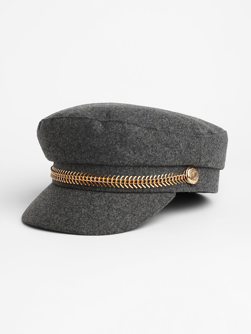 Chain-Lined Breton Cap - Charcoal Grey