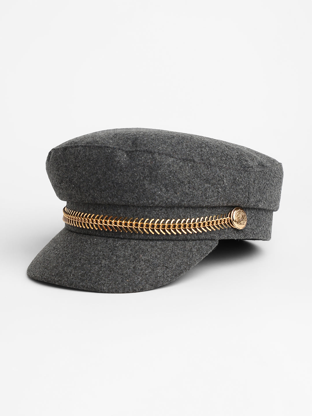 Chain-Lined Breton Cap - Charcoal Grey