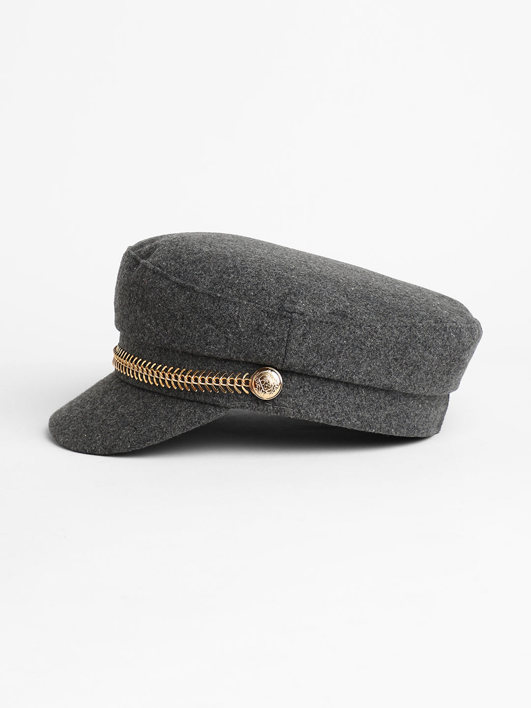 Chain-Lined Breton Cap - Charcoal Grey