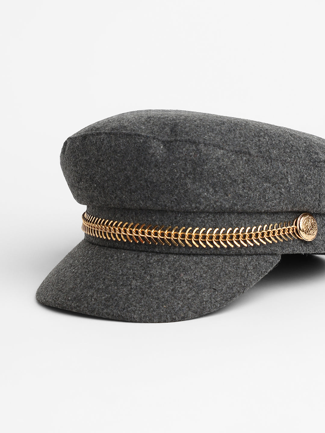 Chain-Lined Breton Cap - Charcoal Grey