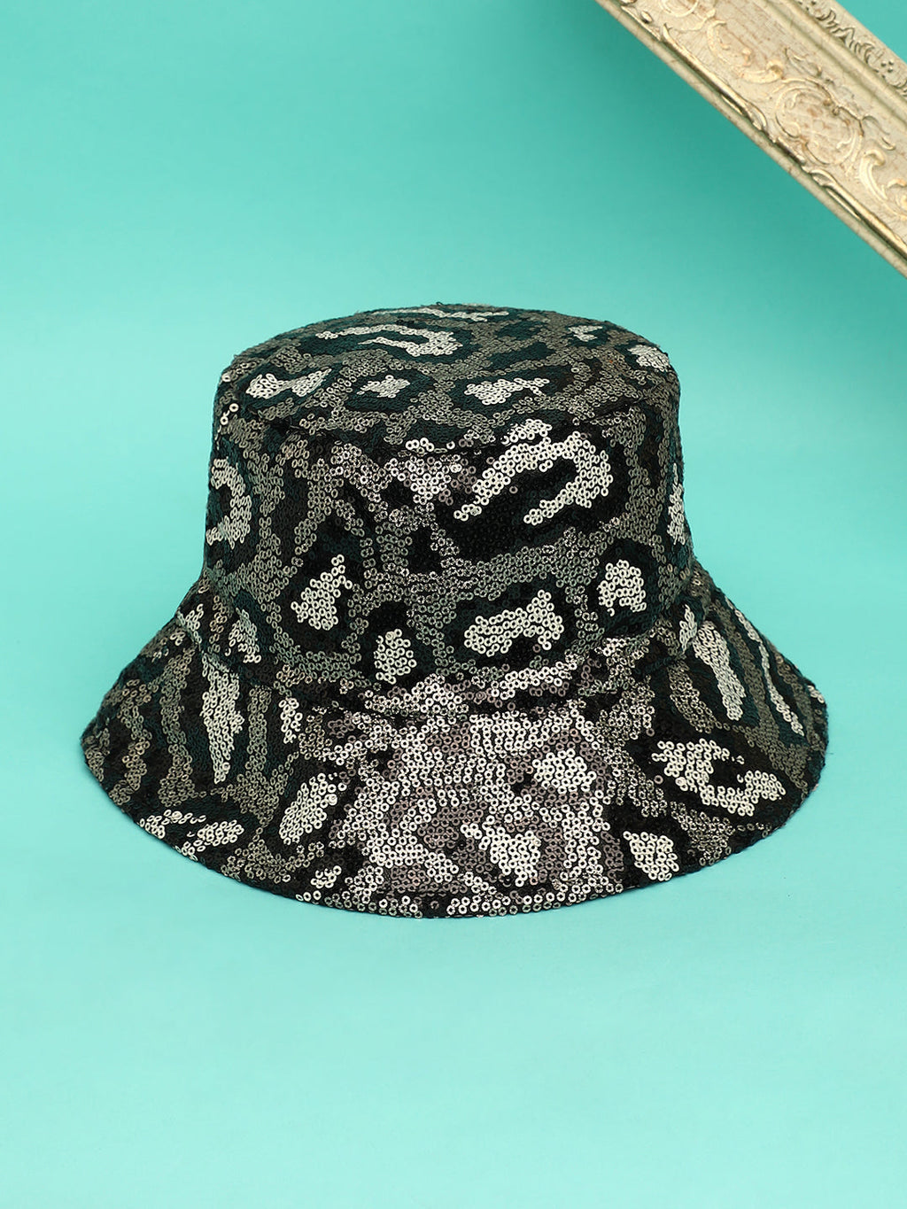 Sequin Leopard Bucket Hat - Antique Gold