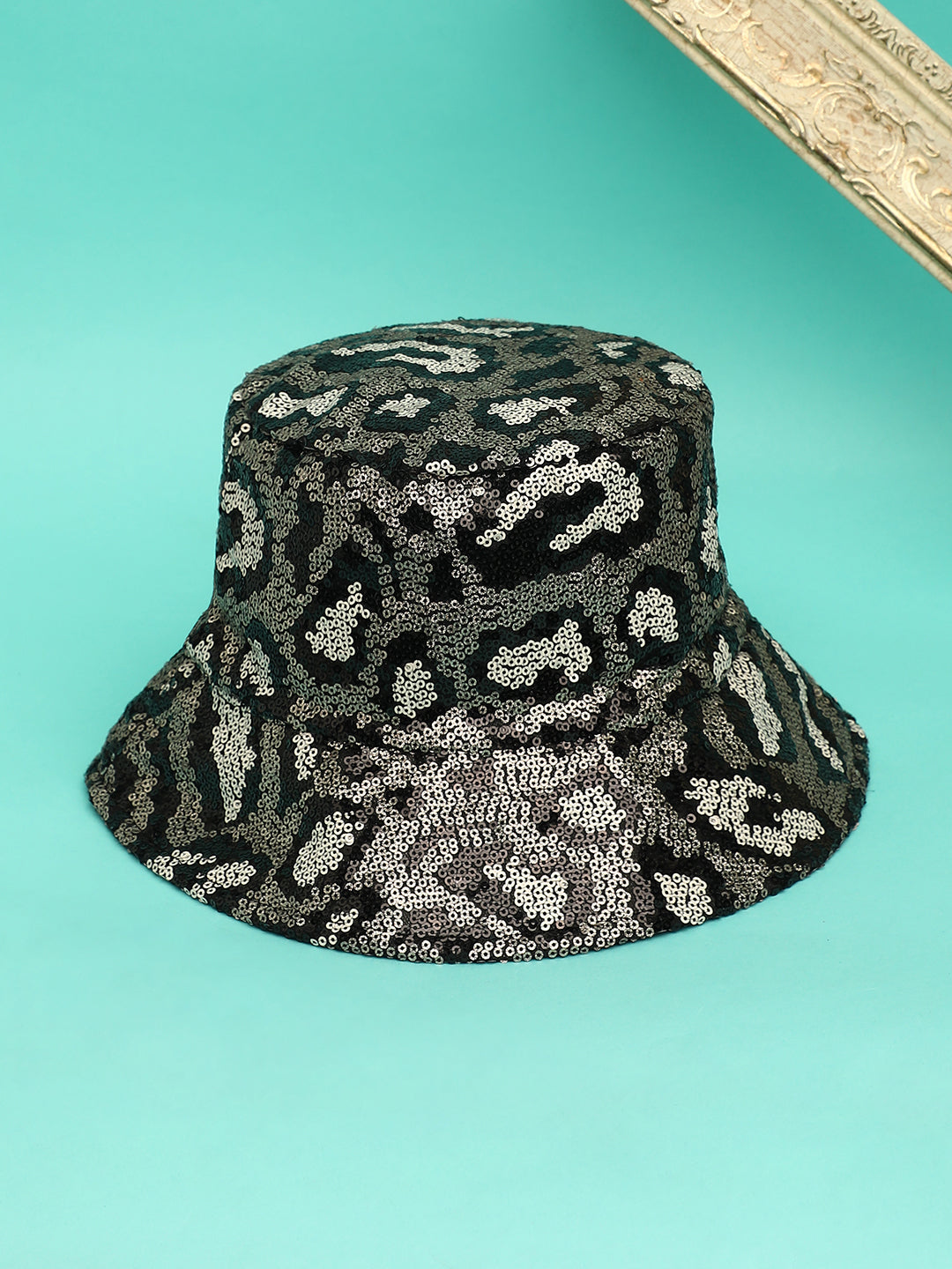 Sequin Leopard Bucket Hat - Antique Gold