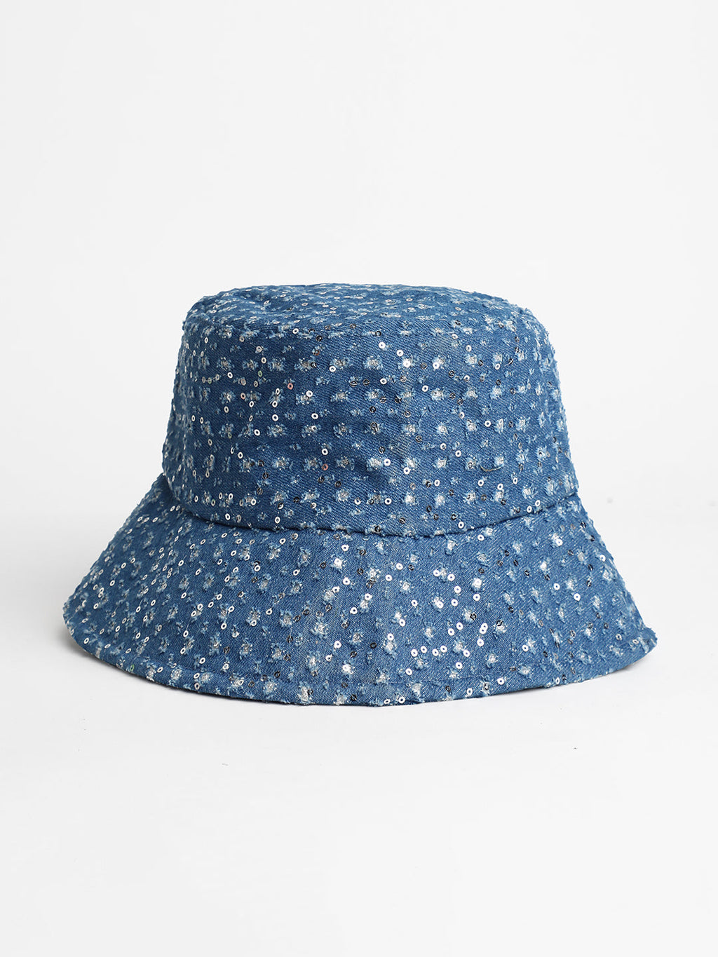 Sequin Denim Bucket Hat - Star Command Blue