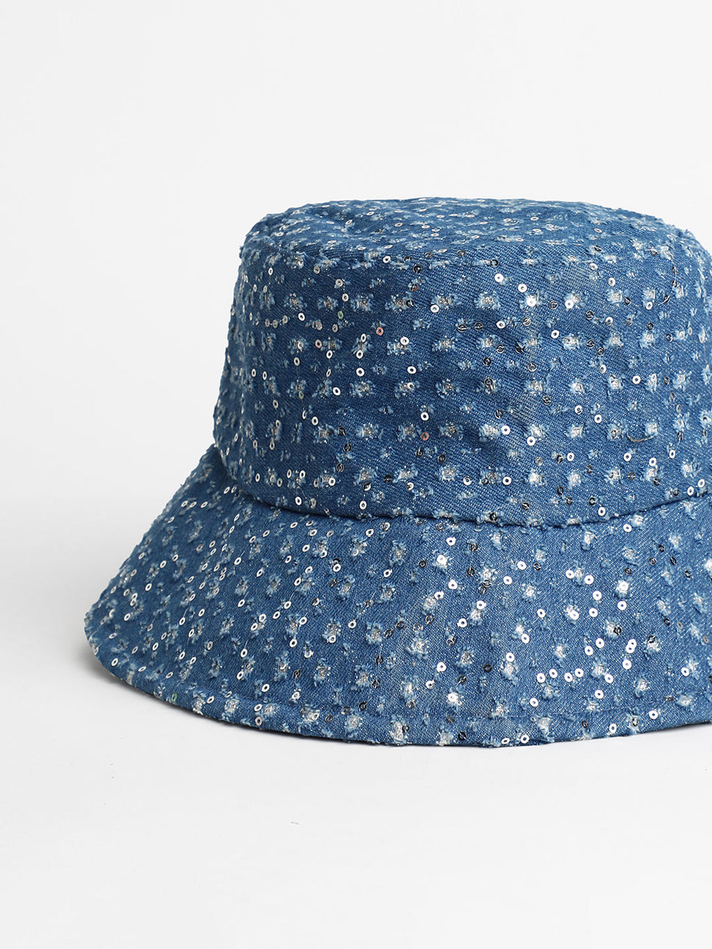 Sequin Denim Bucket Hat - Star Command Blue