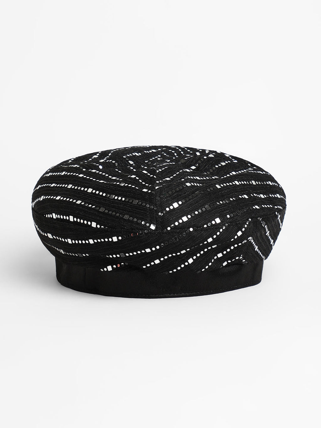 Mirrored Beret Hat - Midnight Black