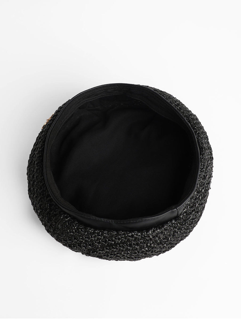 Bow Woven Beret Hat - Midnight Black