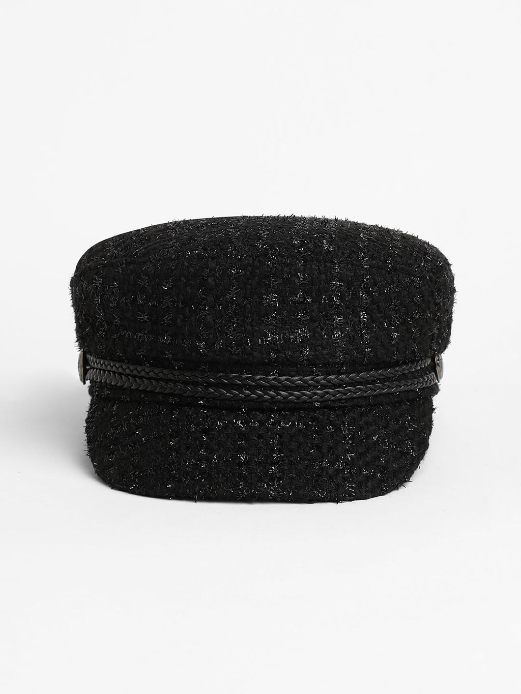 Braid-Lined Bakerboy Cap - Midnight Black