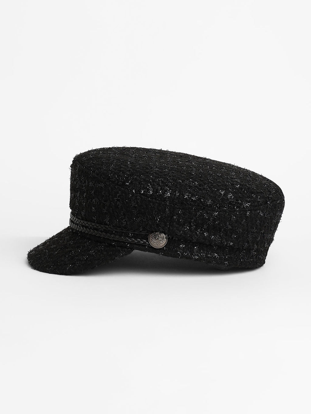 Braid-Lined Bakerboy Cap - Midnight Black
