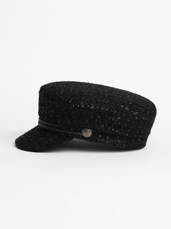 Braid-Lined Bakerboy Cap - Midnight Black